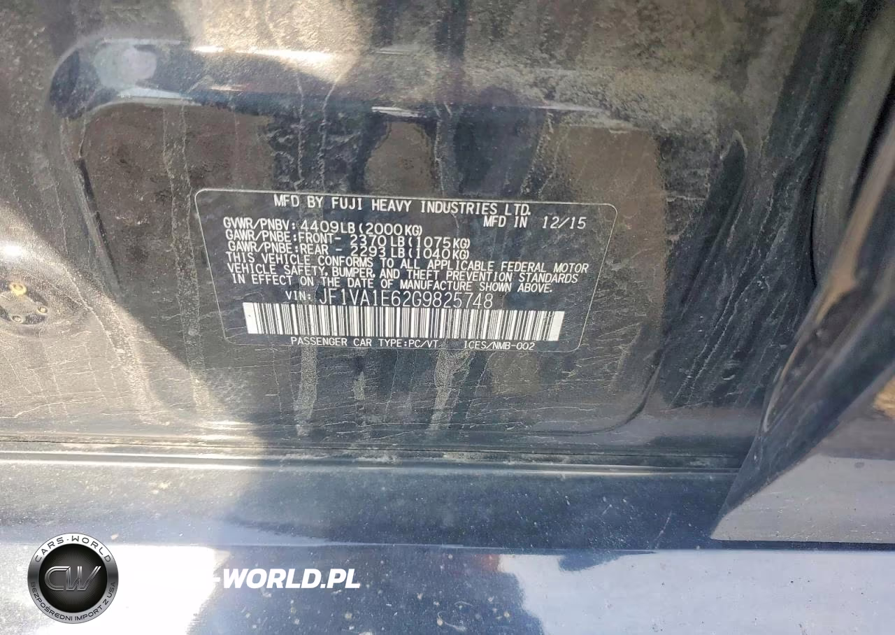 2016 Subaru Wrx Premium VIN:JF1VA1E62G9825748 - 12
