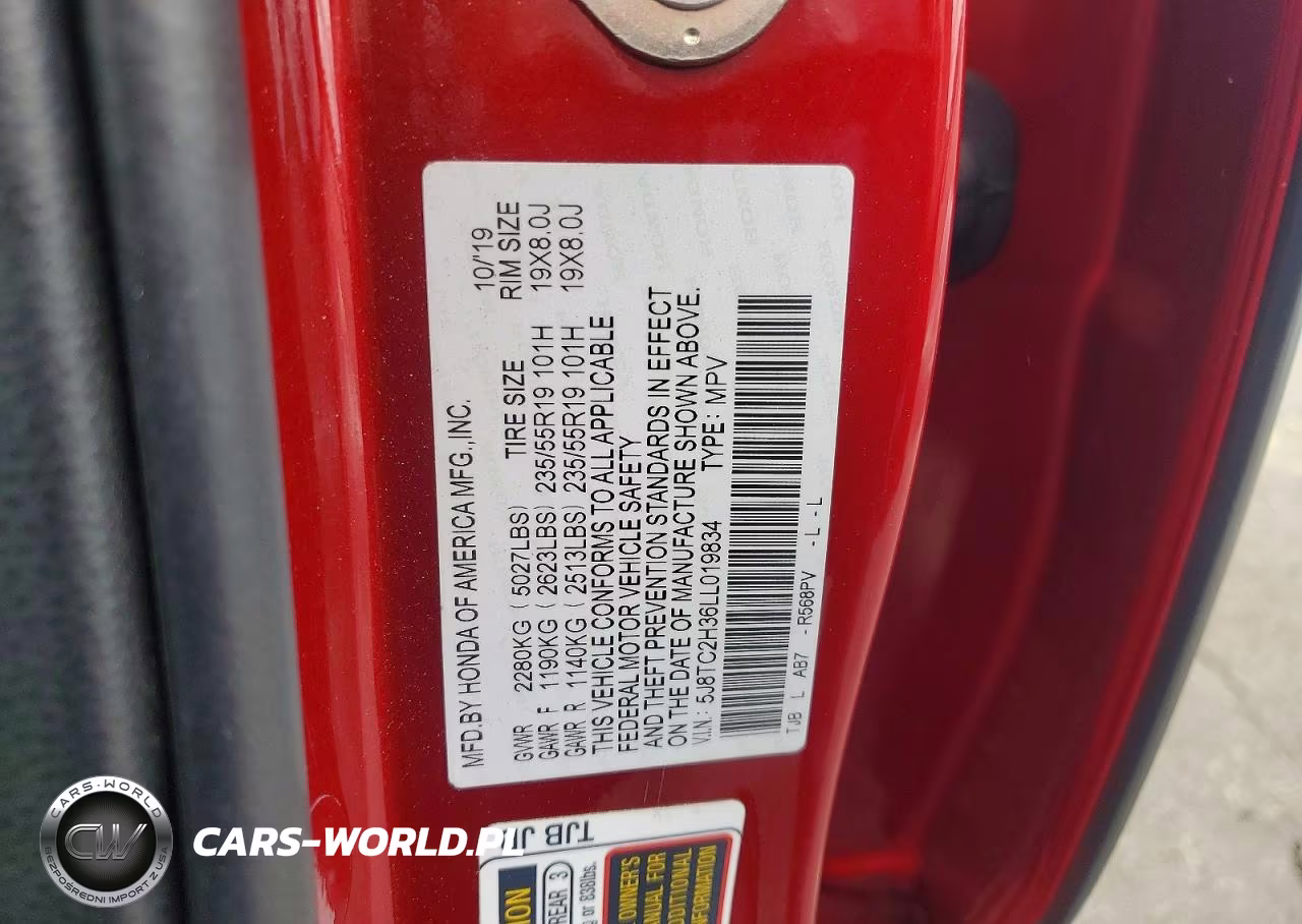 2020 Acura Rdx VIN:5J8TC2H36LL019834 - 12
