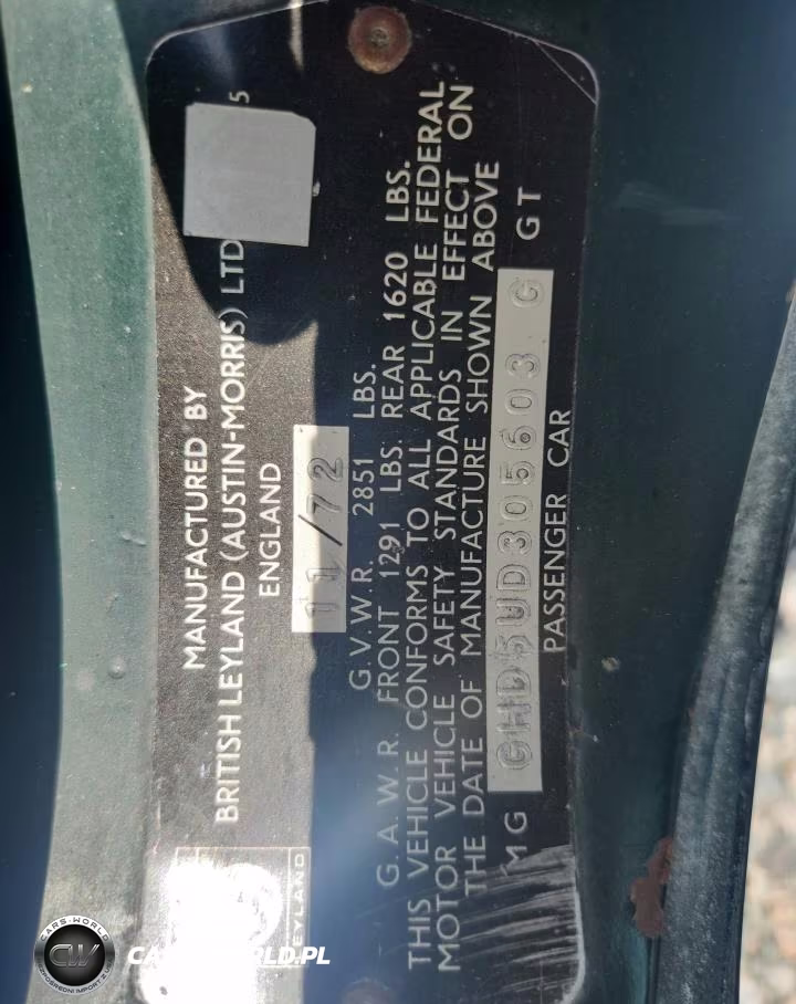 1973 Mg Mgb VIN:GHD5UD305603G - 12