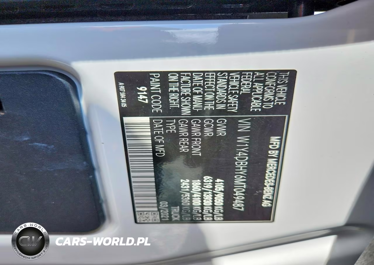 2021 Mercedes Benz Sprinter 2500 Delivery Van VIN:W1Y4DBHY6MT049487 - 13