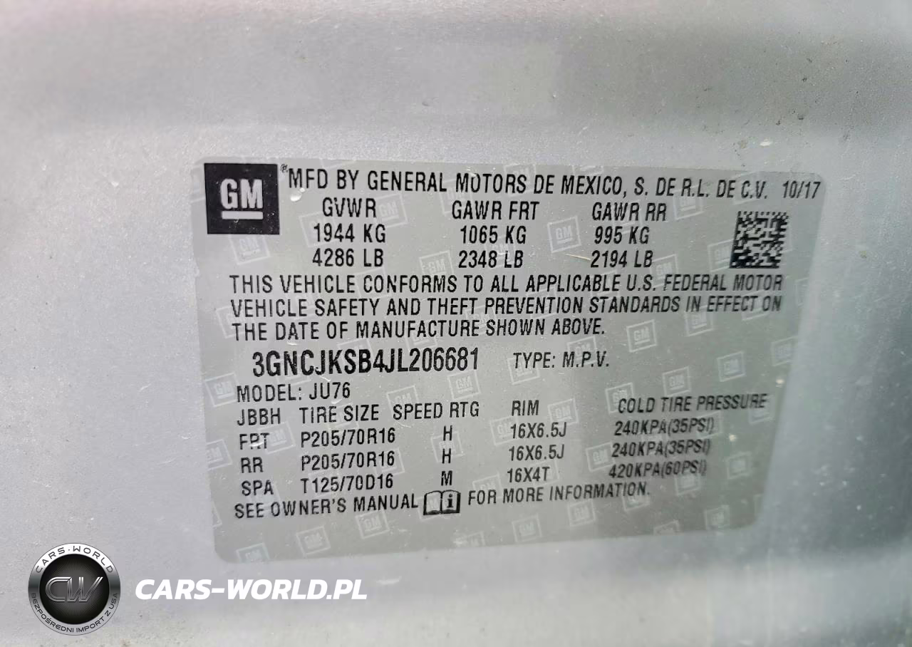 2018 Chevrolet Trax Ls VIN:3GNCJKSB4JL206681 - 14