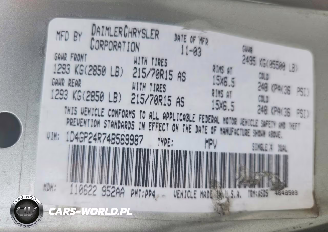 2004 Dodge Grand Caravan Se VIN:1D4GP24R74B569987 - 12