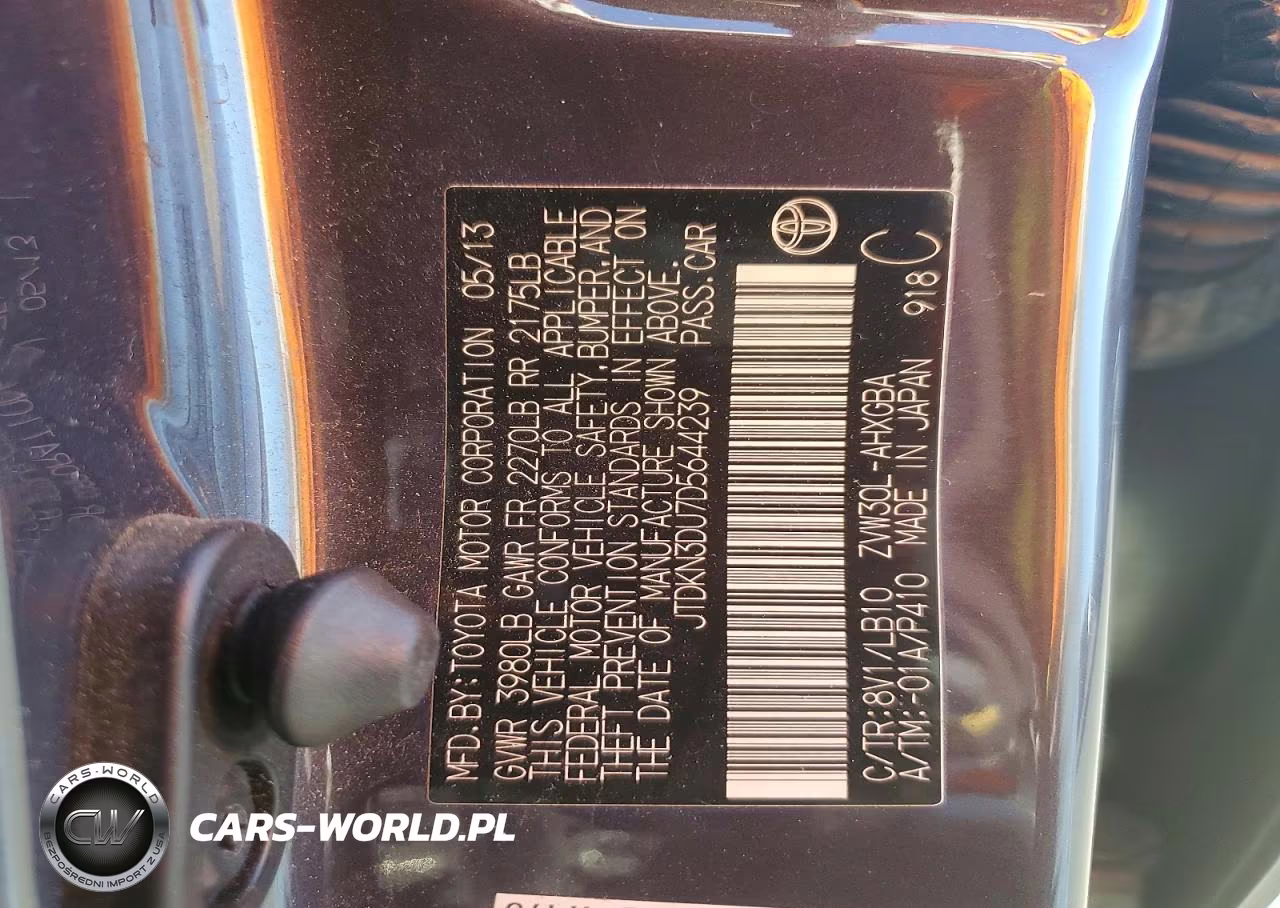 2013 Toyota Prius Four VIN:JTDKN3DU7D5644239 - 12