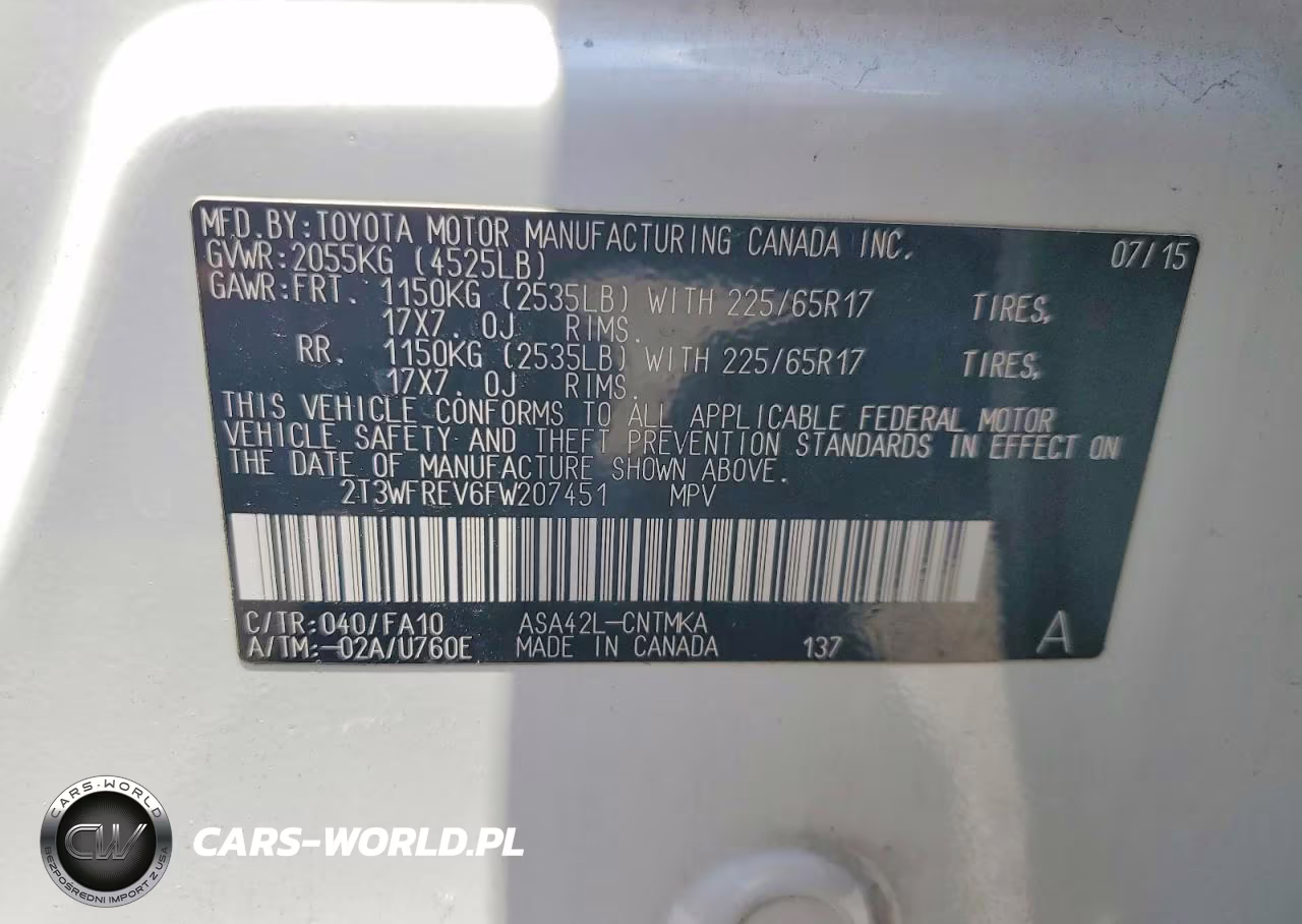 2015 Toyota Rav4 Xle VIN:2T3WFREV6FW207451 - 13