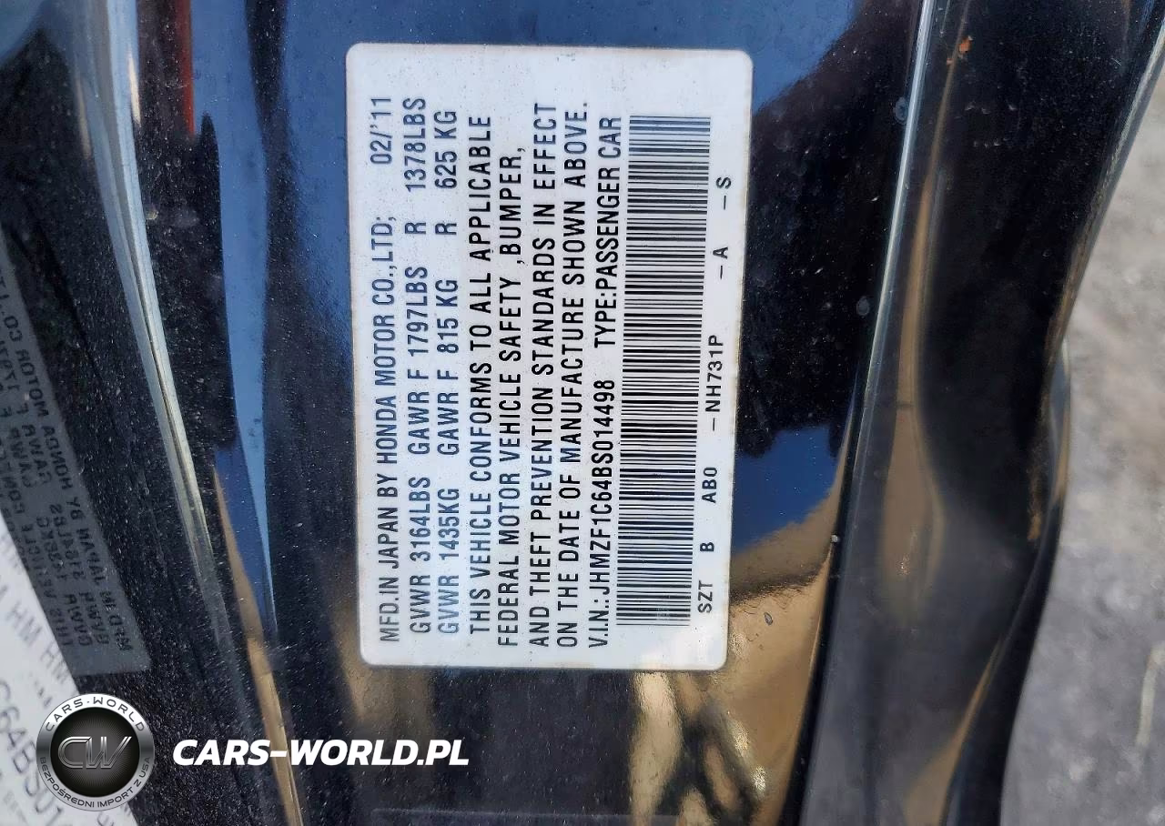 2011 Honda Cr-Z Ex VIN:JHMZF1C64BS014498 - 12