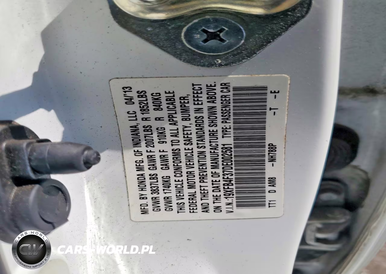 2013 Honda Civic Hybrid L VIN:19XFB4F37DE002581 - 12