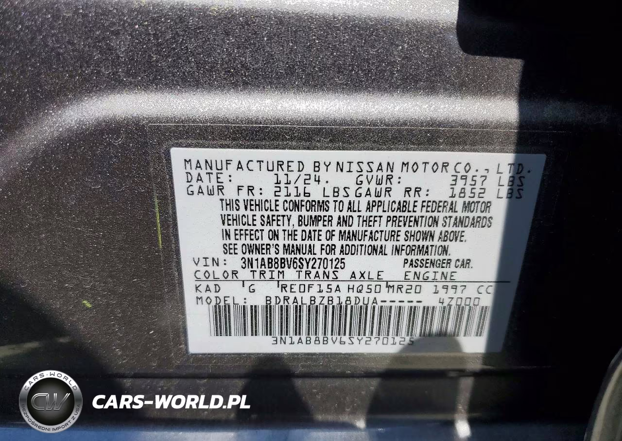 2025 Nissan Sentra S VIN:3N1AB8BV6SY270125 - 13