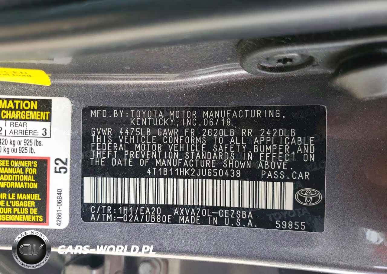 2018 Toyota Camry Se VIN:4T1B11HK2JU650438 - 12