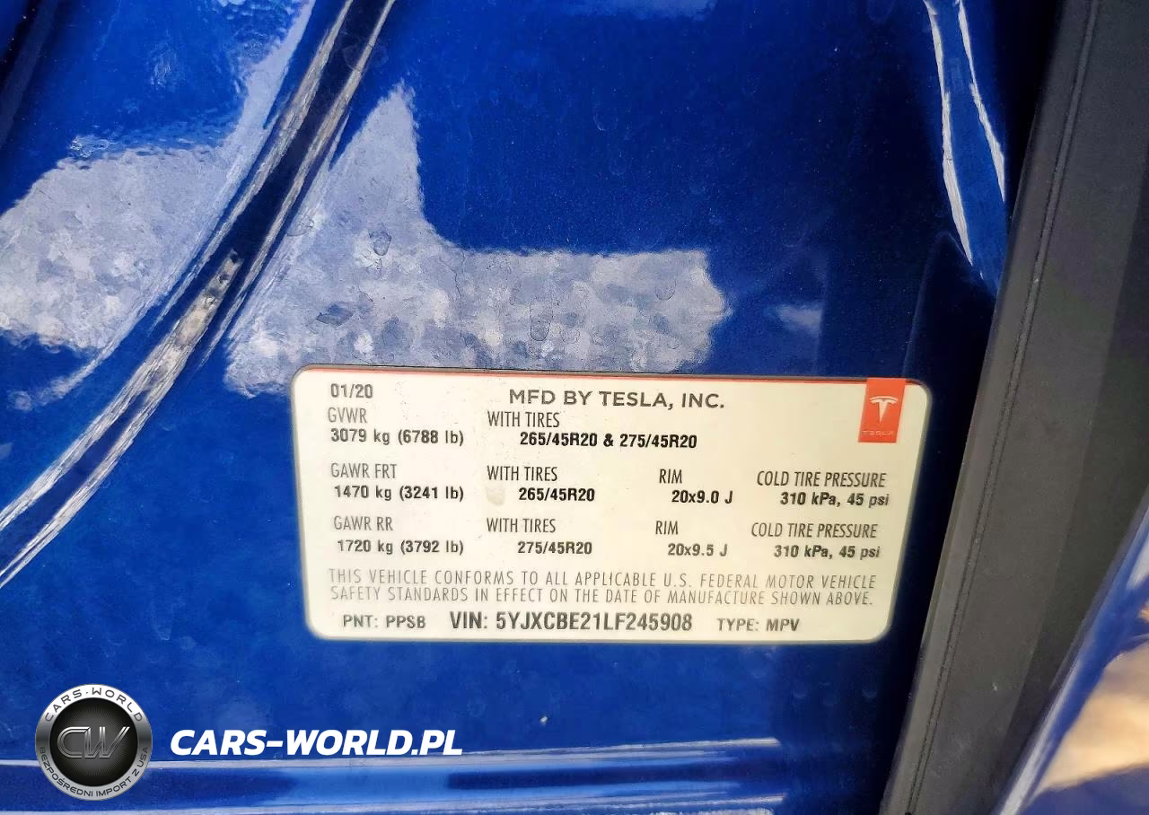 2020 Tesla Model X VIN:5YJXCBE21LF245908 - 14
