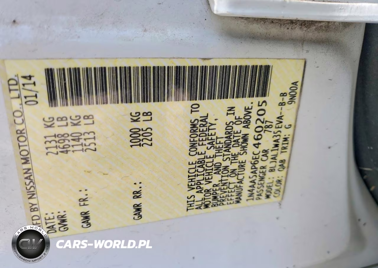 2014 Nissan Maxima 3.5 Sv VIN:1N4AA5AP6EC460205 - 12