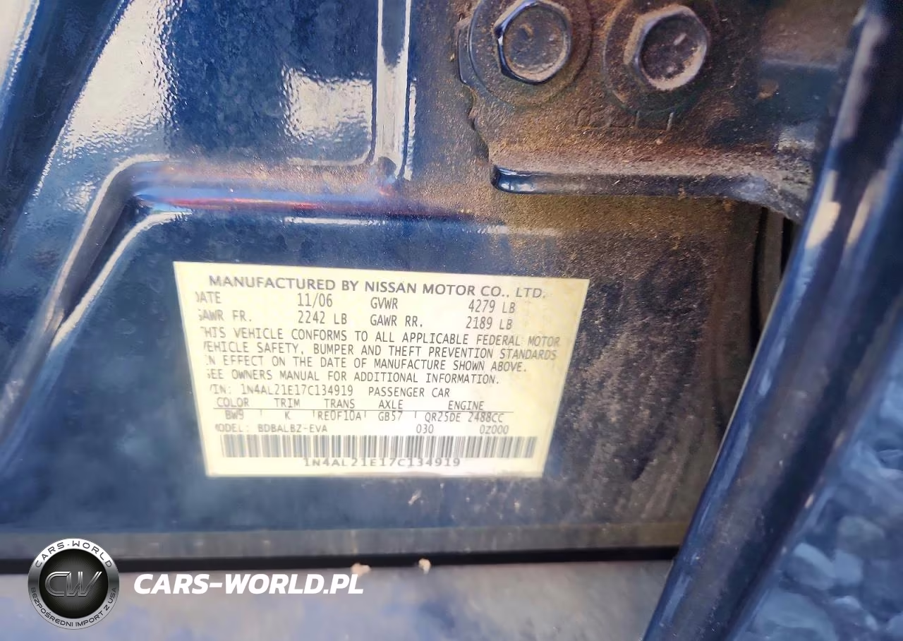 2007 Niss Altima VIN:1N4AL21E17C134919 - 12