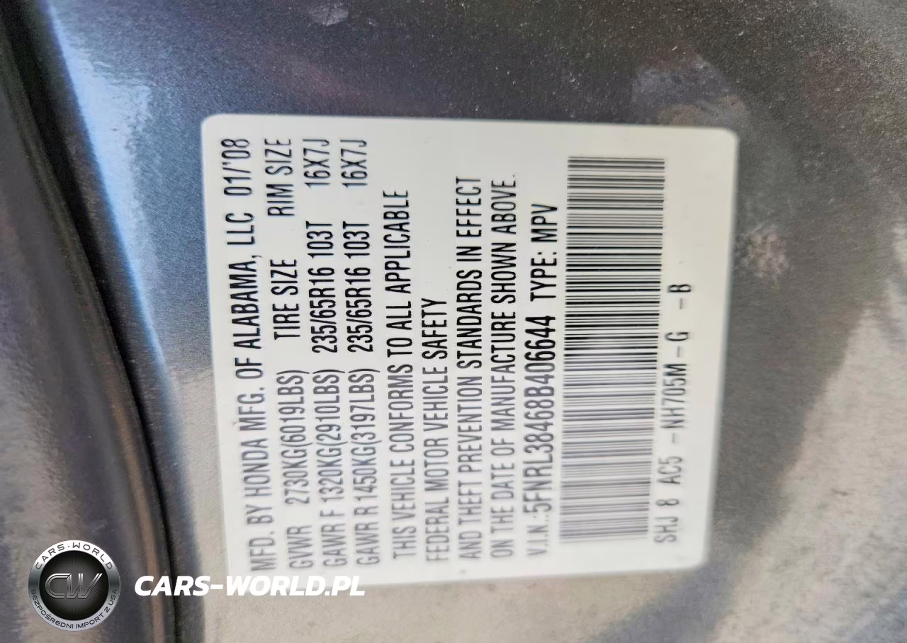 2008 Honda Odyssey Ex VIN:5FNRL38468B406644 - 13