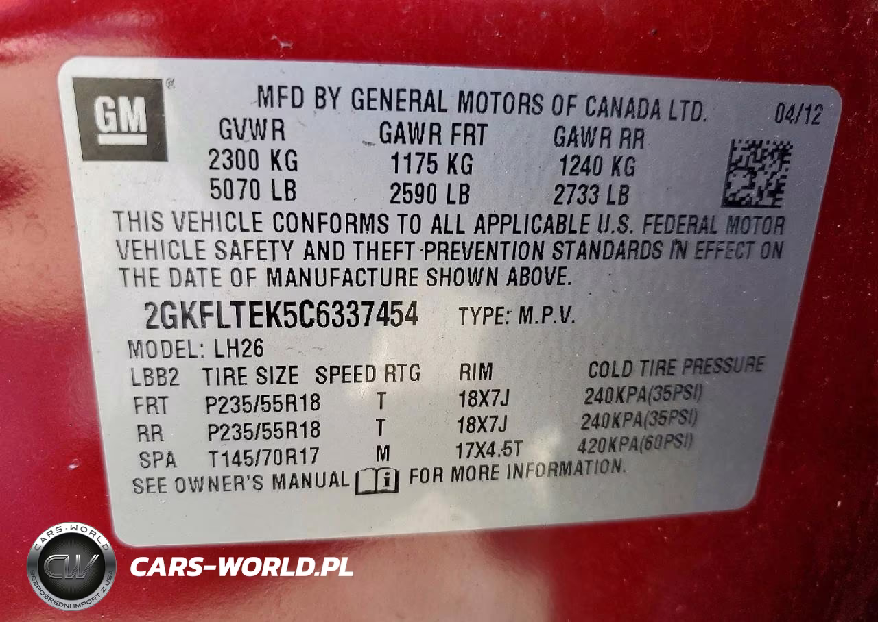 2012 GMC Terrain Sle VIN:2GKFLTEK5C6337454 - 14