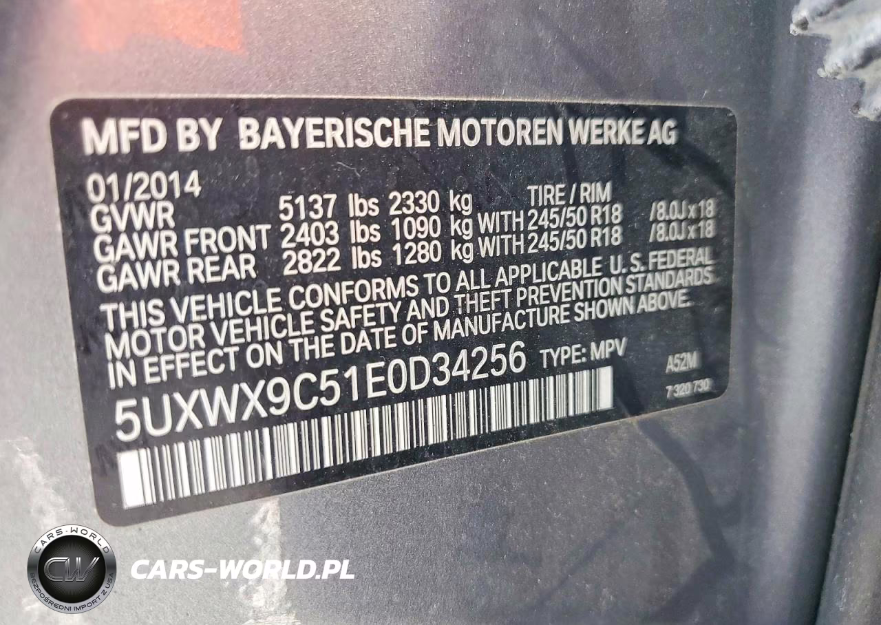 2014 BMW X3 xDrive28I VIN:5UXWX9C51E0D34256 - 13