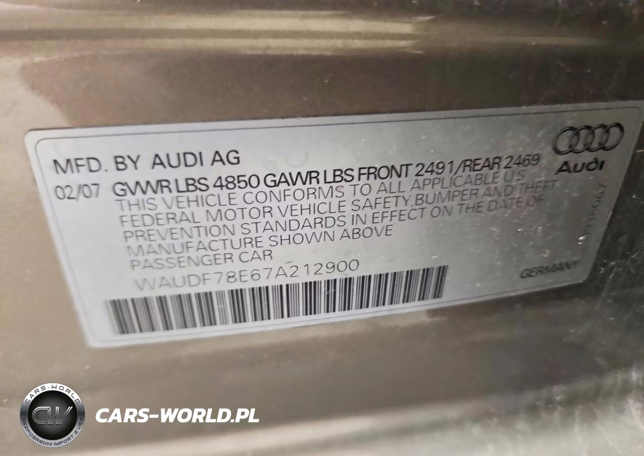 2007 Audi A4 2.0T Quattro VIN:WAUDF78E67A212900 - 12
