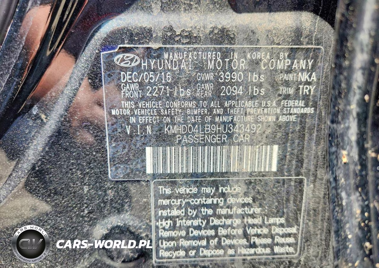 2017 Hyundai Elantra Sport VIN:KMHD04LB9HU343492 - 12