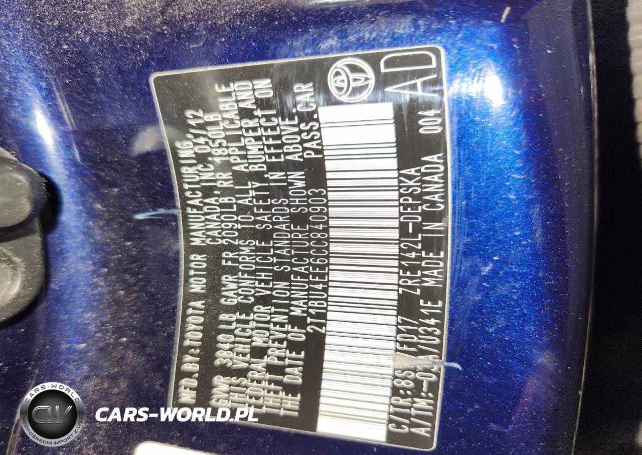 2012 Toyota Corolla S VIN:2T1BU4EE6CC840903 - 12