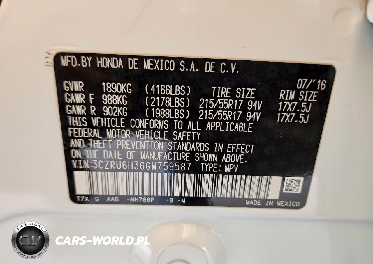 2016 Honda Hr-V Lx VIN:3CZRU6H36GM759587 - 13