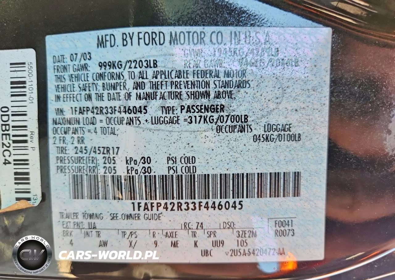 2003 Ford Mustang Mach I VIN:1FAFP42R33F446045 - 12