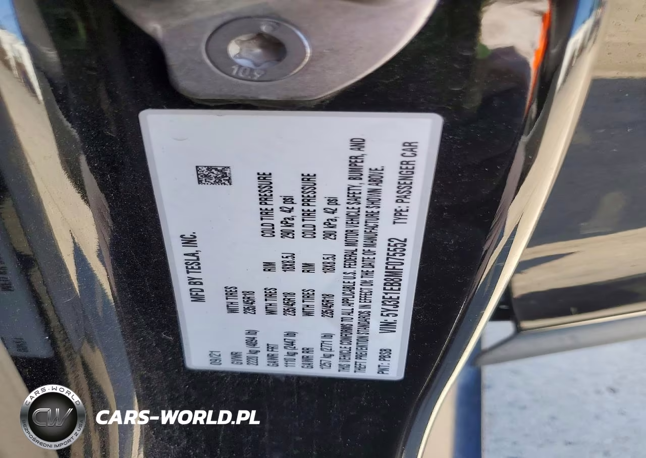 2021 Tesla Model 3 VIN:5YJ3E1EB8MF075552 - 12