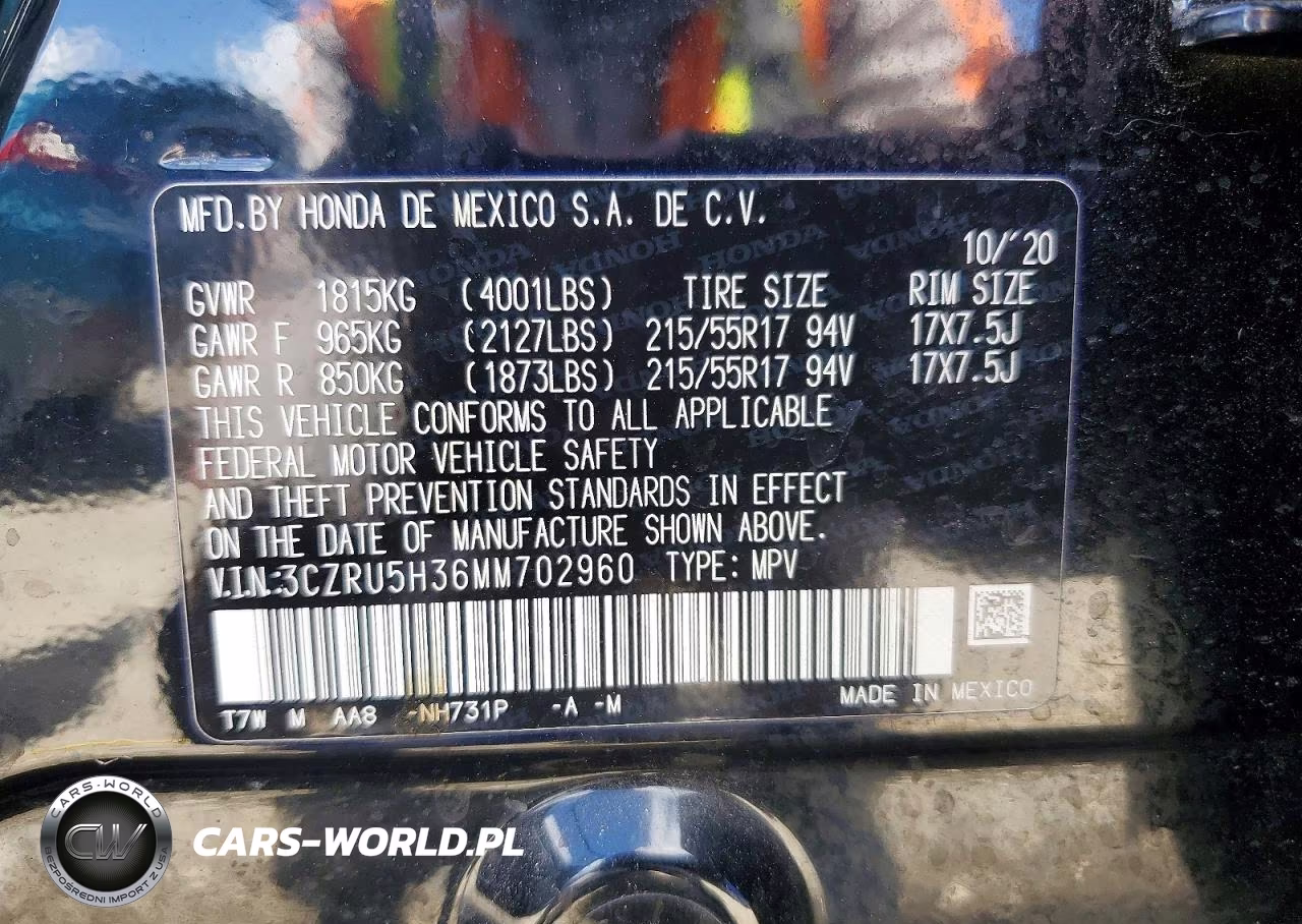 2021 Honda Hr-V Lx VIN:3CZRU5H36MM702960 - 12