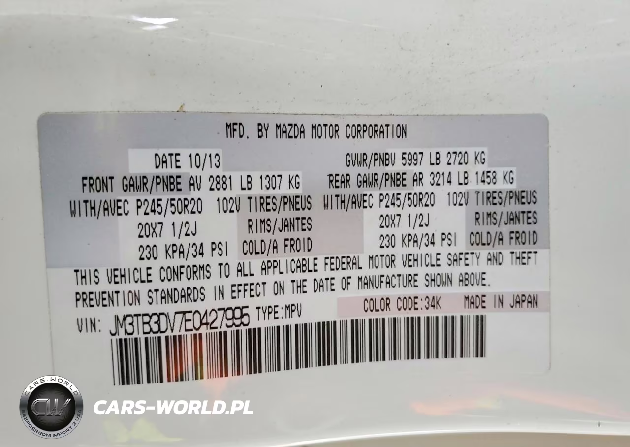 2014 Mazda Cx-9 Grand Touring VIN:JM3TB3DV7E0427995 - 12