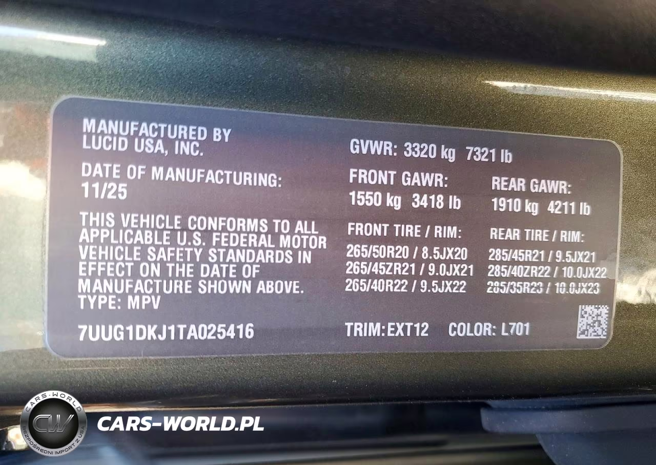 2026 Lucid Motors Gravity Dream VIN:7UUG1DKJ1TA025416 - 12