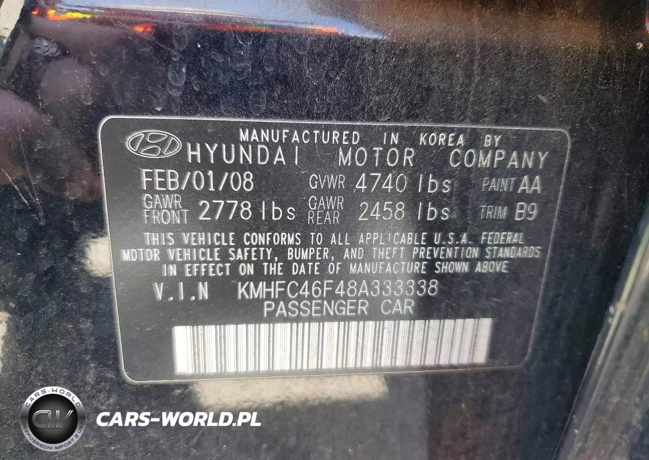 2008 Hyundai Azera Limited VIN:KMHFC46F48A333338 - 12