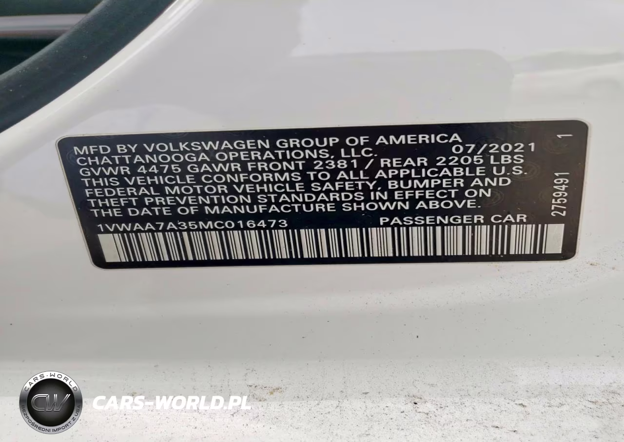 2021 Volkswagen Passat S VIN:1VWAA7A35MC016473 - 13