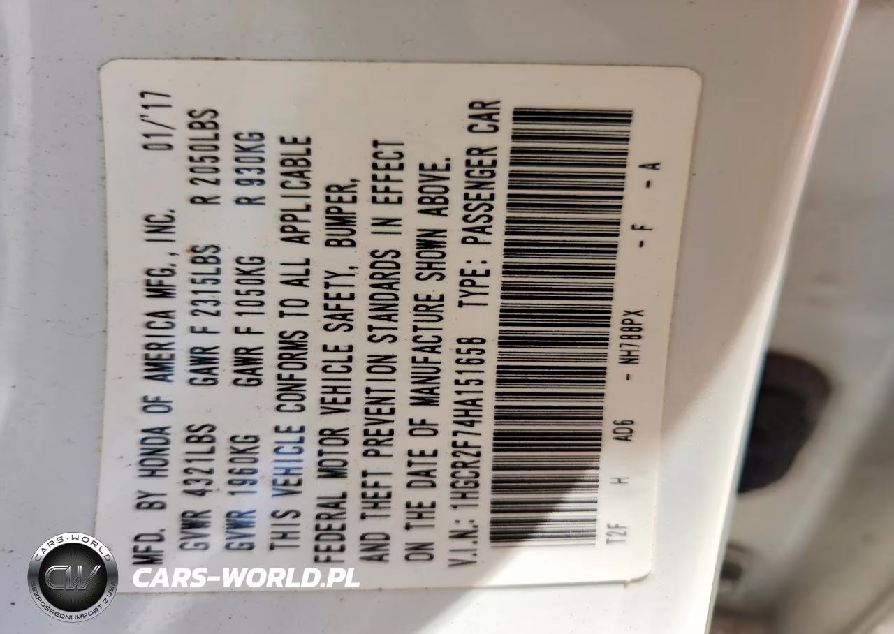 2017 Honda Accord Ex VIN:1HGCR2F74HA151658 - 13