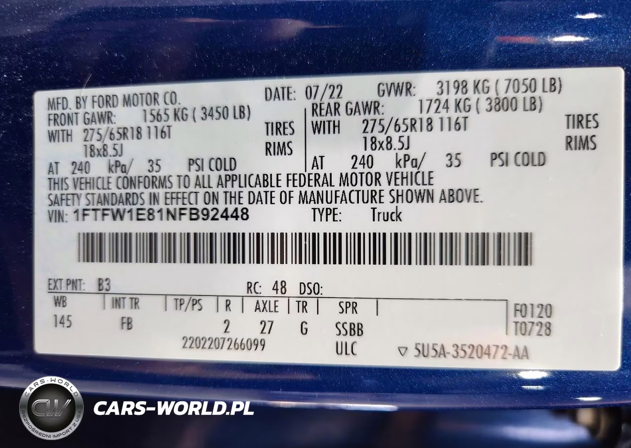 2022 Ford F150 Super VIN:1FTFW1E81NFB92448 - 12
