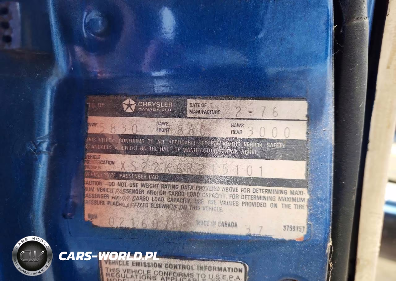 1976 Dodge Charger VIN:XS22K6R215101 - 13