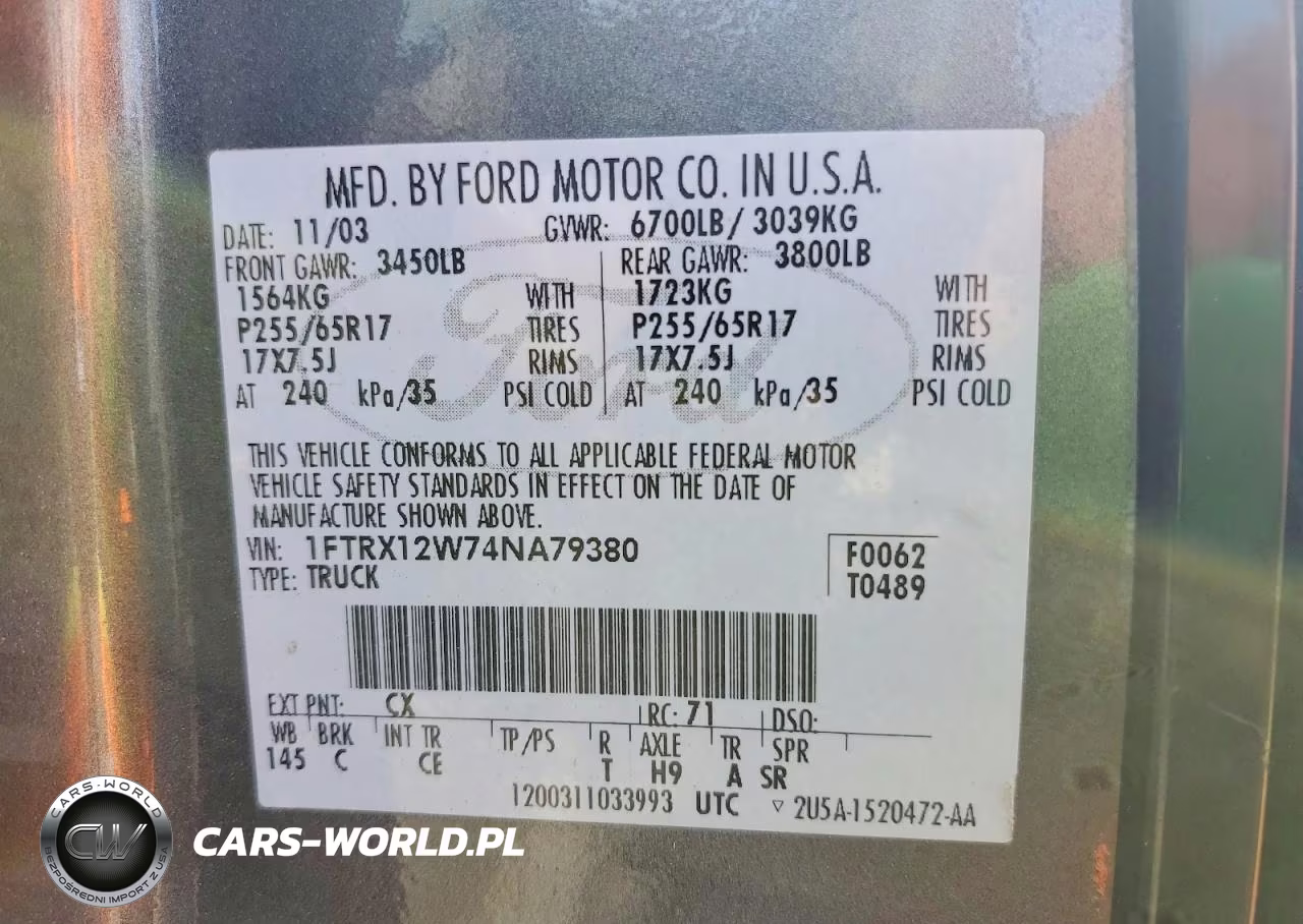 2004 Ford F150 VIN:1FTRX12W74NA79380 - 12