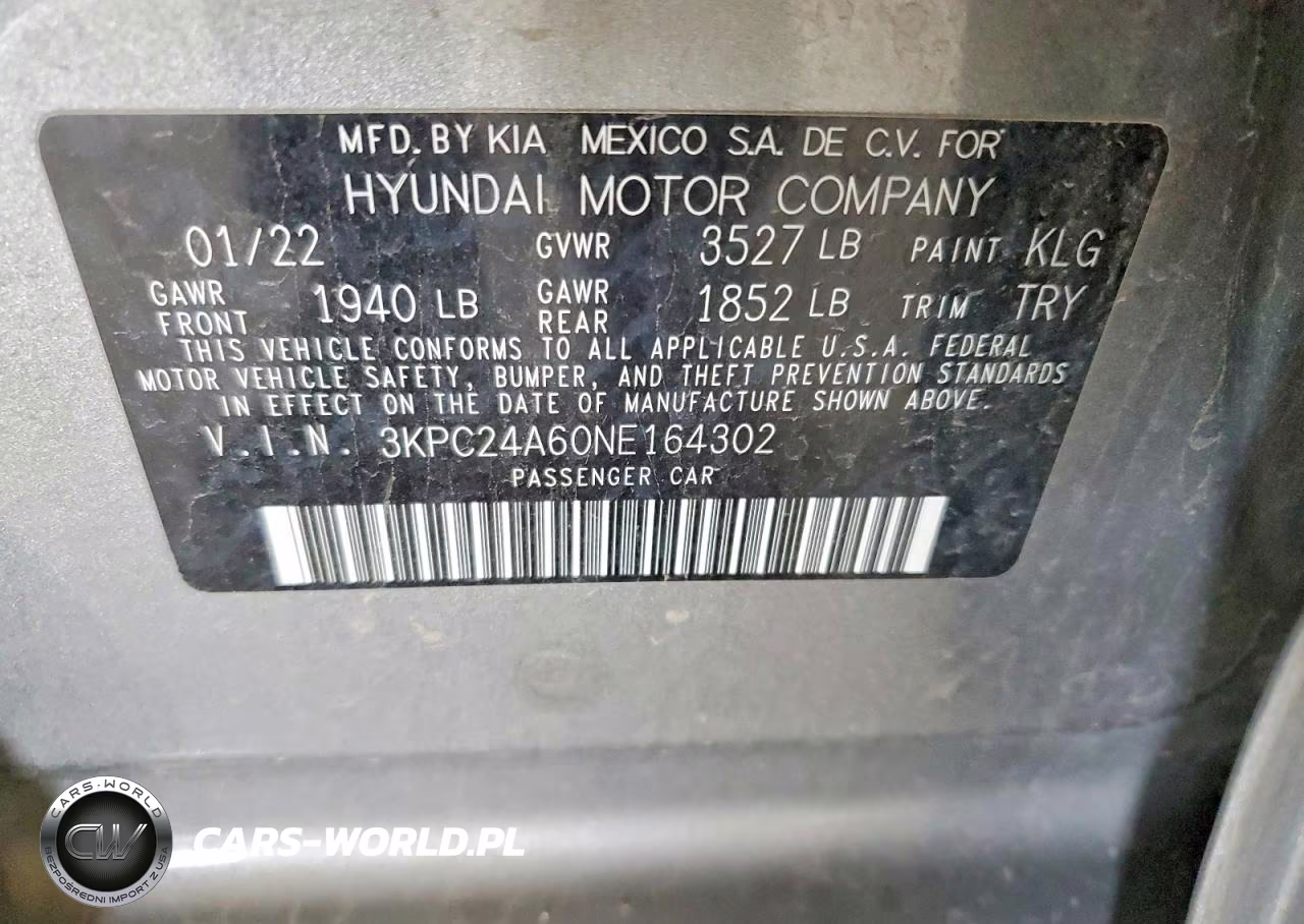 2022 Hyundai Accent Sel VIN:3KPC24A60NE164302 - 12