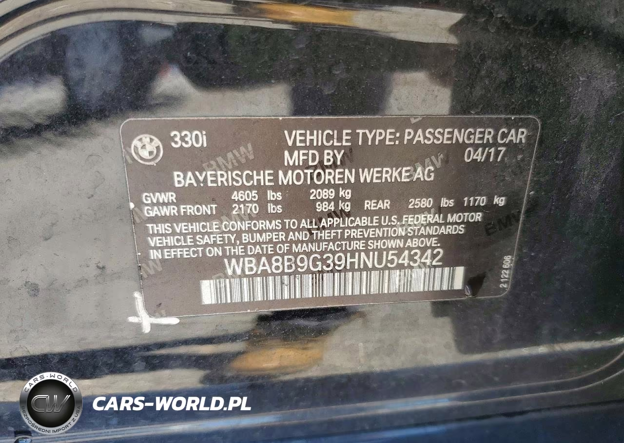 2017 BMW 330 I VIN:WBA8B9G39HNU54342 - 12