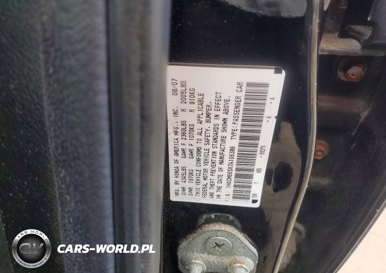 2007 Honda Accord Ex VIN:1HGCM665X7A106386 - 12