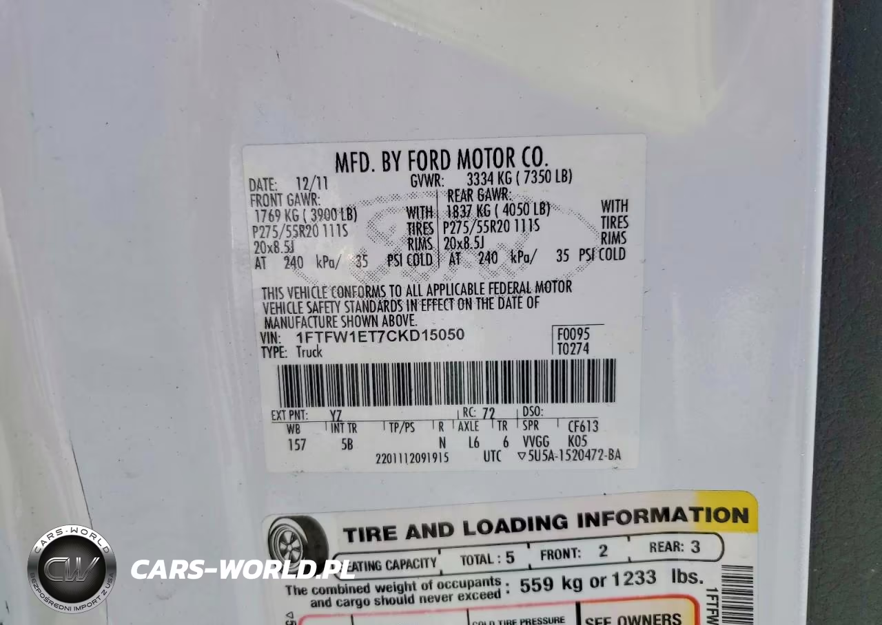 undefined VIN:1FTFW1ET7CKD15050 - 12