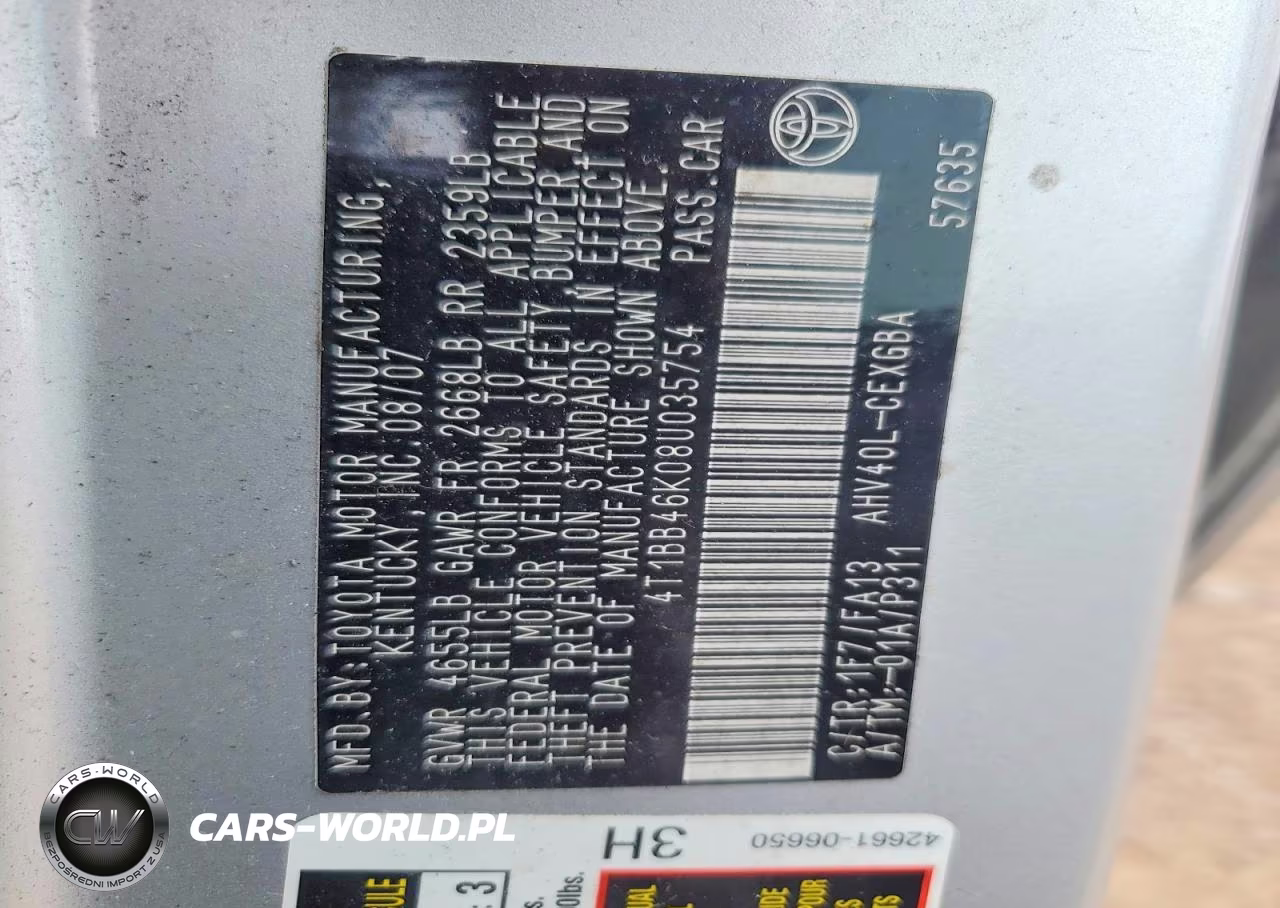 2008 Toyota Camry Hybrid VIN:4T1BB46K08U035754 - 12