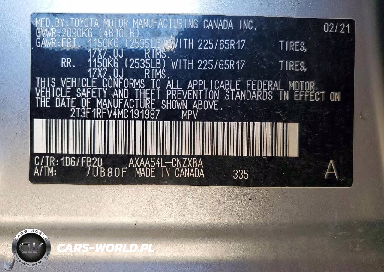 2021 Toyota Rav4 Le VIN:2T3F1RFV4MC191987 - 12