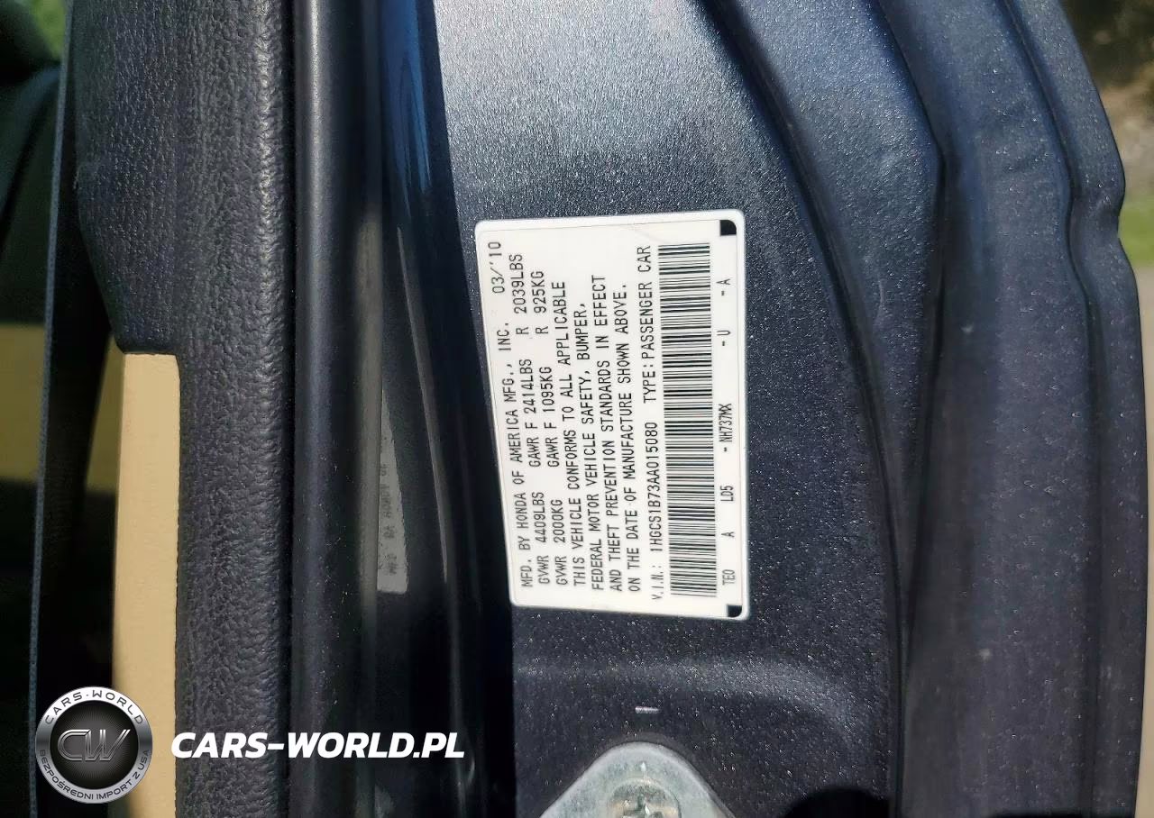 2010 Honda Accord Ex VIN:1HGCS1B73AA015080 - 12