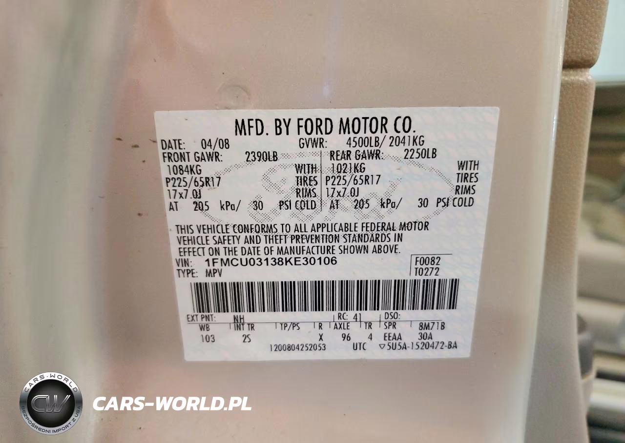 2008 Ford Escape Xlt VIN:1FMCU03138KE30106 - 13