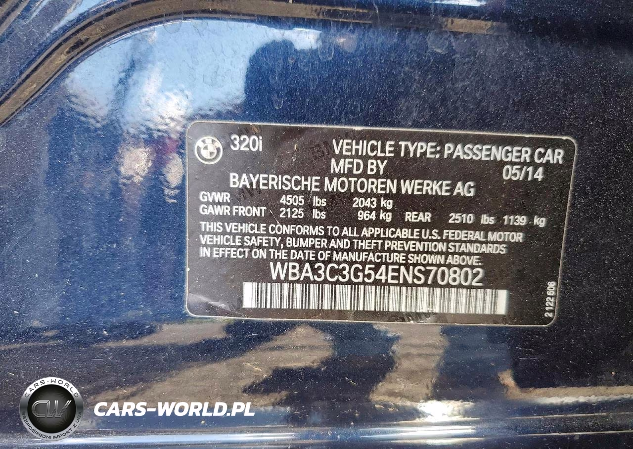 2014 BMW 320 I Xdri VIN:WBA3C3G54ENS70802 - 12
