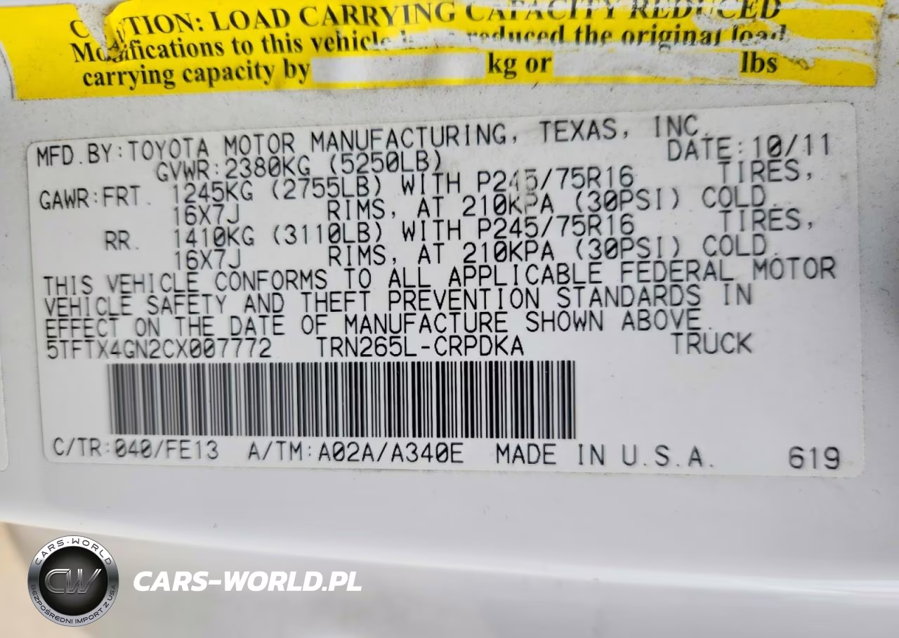 2012 Toyota Tacoma Prerunner Access Cab VIN:5TFTX4GN2CX007772 - 12