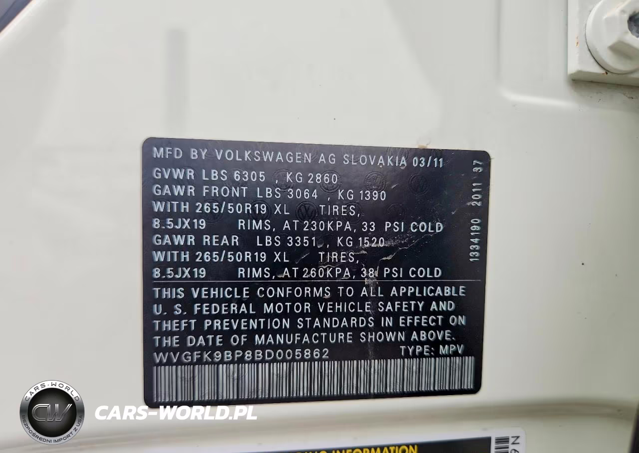 2011 Volkswagen Touareg V6 Tdi VIN:WVGFK9BP8BD005862 - 13