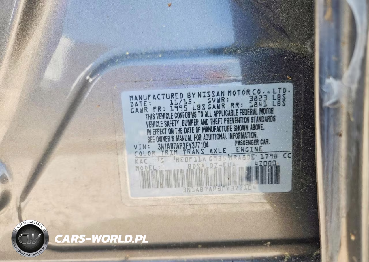 2015 Nissan Sentra Sv VIN:3N1AB7AP3FY377104 - 12