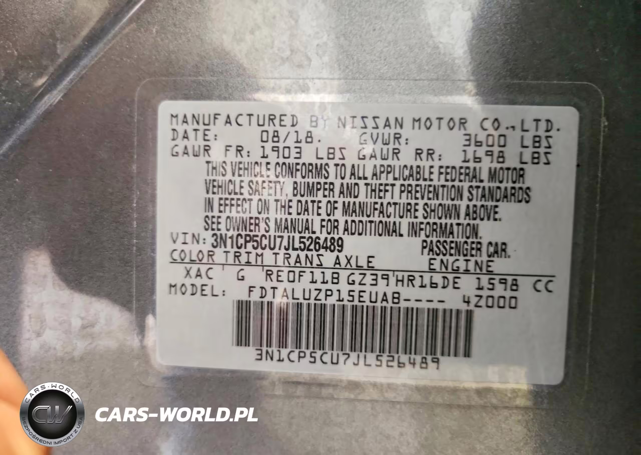 2018 Nissan Kicks Sr VIN:3N1CP5CU7JL526489 - 13