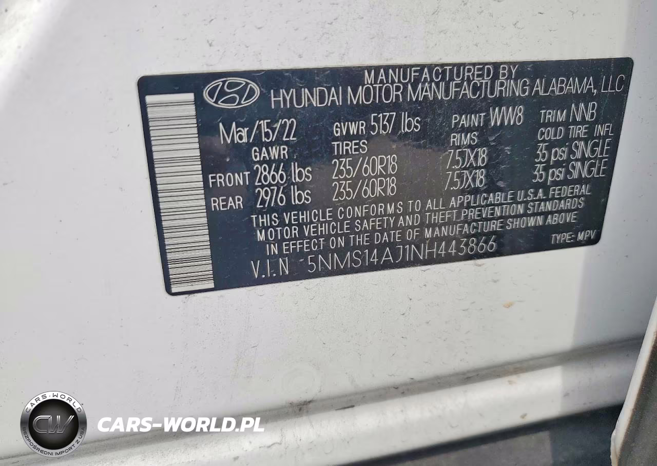 2022 Hyundai Santa Fe Se VIN:5NMS14AJ1NH443866 - 13