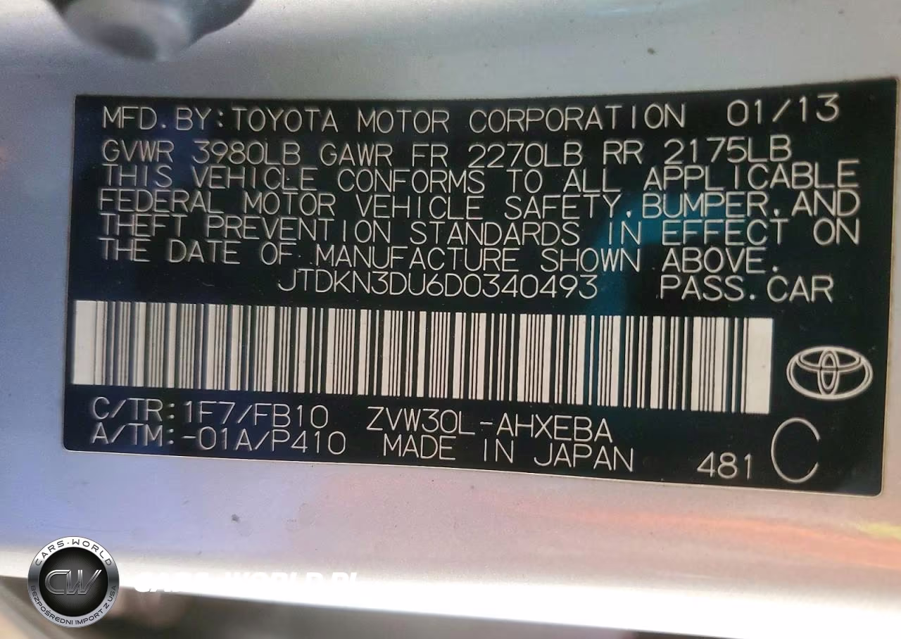 2013 Toyota Prius Two VIN:JTDKN3DU6D0340493 - 12