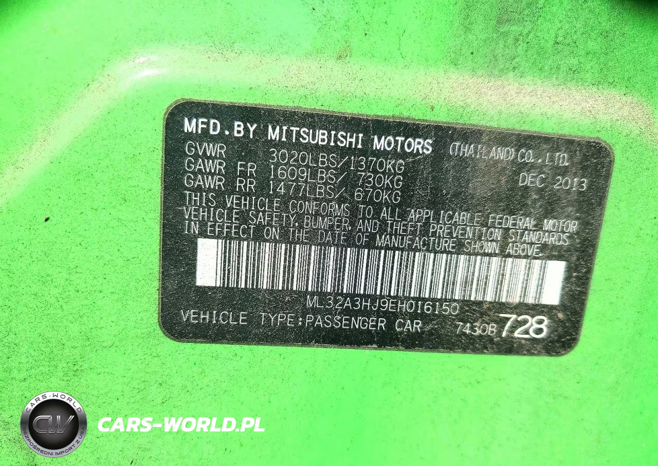 2014 Mitsubishi Mirage De VIN:ML32A3HJ9EH016150 - 13