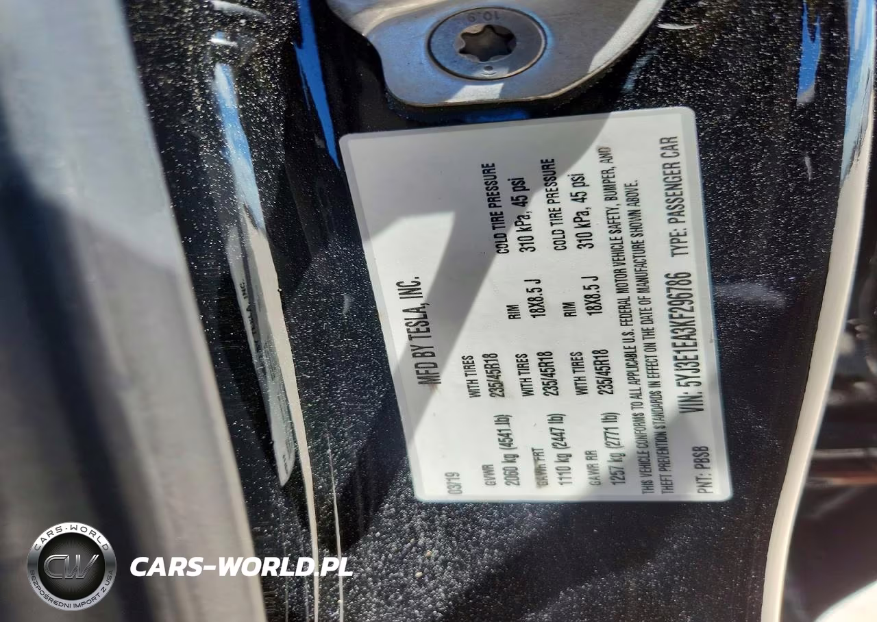 2019 Tesla Model 3 VIN:5YJ3E1EA3KF296786 - 12